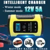 12V 5A Pulse Repair Motorcycle And Car Lead Acid Battery Charger With LCD Monitor