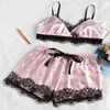 2 adet Bayan Lady Seksi Saten Dantel Pijama Babydoll Lingerie Gecelik Pijama Takımı Sutyen Şort Giysi Set