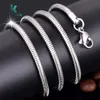 10pcs Wholesale 4mm Silver Fashion Necklace Women's Trendy Chains Necklace For Women's Men's Chain Curb Necklace New5434761