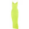 Vestito verde verde fluorescente magro sukienka cinghie asimmetriche nere vestito profondo arancione arancione sexy club bodycon abito midi stretto 9324686