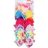 jojo siwa Baby Girl LARGE Rainbow Hair Accessories Unicorn Signature Kid Hair Bow with Card and Sequin logo Fashion Clips 5.6inch