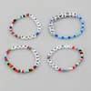 2020 Fashion Colorful bohemian beaded jewelry custom Acrylic letter alphabet beads bracelet Ethnic Style ealstic bracelets