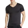 Feitong Summer Tops Men T-Shirt Short Sleeve V-neck Cooling Breathable Ice Silk Quick Dry Top Solid Tee Shirts