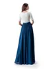 Neue A-Linie lange bescheidene Abendkleid mit kurzen Ärmeln Lace Top Chiffon Rock Frauen formale bescheidene Abendgesellschaft Kleid Kleid Verkauf