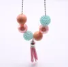 Newest Girls Beads Necklace Fashion Child Tassel Pendants Chain Necklace Kids Toddler Chunky Bubblegum Necklace Jewelry