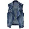 Plus maat 4xlcotton dames denim vest casual korte slanke waistcoats jeans mouwloze tanktops