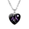 Doze colar constell colar de vidro formato de coração horóscopo sinalização pingentes colares jóias de hip hop