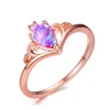 Hela LuckyShine Mix Color 10 PCS Lot Weddings smycken Drop Fire Opal Gemstone Crown Silver Rings Rose Gold Women Rings236J