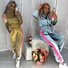 Reflective Tracksuit Sports Suit Long Sleeve Crop Top Casual Pants Set Lapel Pocket Umbilical Shirt High Waist Trousers