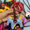 Design Keychains 16 Colors Fashion Horse Animal Keyrings Key Chains PU Leather Cartoon Tassel Bag Purse Charms Cute Key Rings Accessories