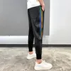 남성용 바지 Pantalon de Travail 붓는 옴므 얇은 스포츠 지퍼 컬러 스트립 스티치 캐주얼 남성 사회 하라주쿠 조거