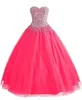 2018 Sweetheart Crystal Ball Gown Quinceanera Dresses Tulle 레이스 Up 플러스 사이즈 달콤한 16 드레스 데뷔 15 년 공식 파티 드레스 BQ127