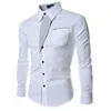 Verkauf solider Männer039s -Hemden schlanker langärmeliger SingleBreasted Fashion Casual Clothing Männer Trendige Hemden Tops M3xl3489642