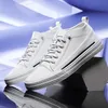 2020 Shoes New Men Flats Fashion Solid Color Men Vulcanized Shoes Lace-up White Casual Sneakers Chaussure Homme %369