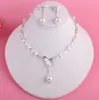 Shinning Pearls Bridal Jewelry 2 Pieces Set Halsbandörhängen Brudsmycken Brudtillbehör Bröllopsmycken T213015