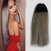 Szary 8a Brazylijski Virgin Włosy Wiązki 100g Ombre Szare Rozszerzenia Włosów 100s Loop Micro Ring Human Hair Extensions