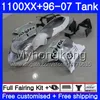 + Tank för Honda Blackbird CBR1100 XX CBR1100XX 96 97 98 99 00 01 271HM.17 CBR 1100XX Repsol White New 1996 1997 1998 1999 2000 2001 Fairings