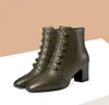 European style contracted Tide Girl Boots Woman British Style Rivet Boots Martin Boots Autumn Winter New High-heeled Zip Shoes