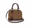 Designer ALMA BB shell bag women patent leather flower Embossed shoulder bags with lock crossbody bag handbags.