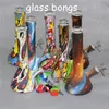 thickness glass beaker base water pipes hookahs glassbongs ice catcher for smoking 10.5" bong+glass bowl dabber tool silicone mat jar