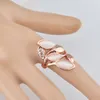 [DDisplay]Wholesale LEAVES Shape OPAL Jewelry Ring Creative Rose Gold Setting Finger Rings Surface Polishing Size 6-9