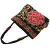 Bolso de mano de estilo chino para mujer, bordado étnico, moda de verano, flores hechas a mano, bolsos de hombro grandes para mujer, cuerpo cruzado (flores)