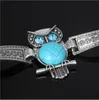 European and American Retro Bracelet Female Owl Loose Stone Diamond Antique Silver National Wind Carved Wrist Jewelry Fashion