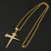 Partihandel-Mens Hip Hop Jewelry Bling Iced Out Titanium Nail Cross Pendants Halsband med 24-tums guldfärg i rostfritt stål Länkkedja