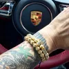 2 stks/set Charm Luxe Gouden Armband Mannen Mannelijke Roestvrij Stalen Kralen Kroon Cz Zirkoon Gevlochten Vrouwelijke pulseira Gift Valentijnsdag Vakantie Kerstmis