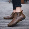 2019 Moda Hot Sales Qualidade Homens De Couro Botas de inverno sapatos casuais quentes Homens Calçado Zipper Masculino Ankle Preto botas