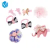 New Kawaii 8 Pcs/pack Hair Clips For Girls Bows Wrapped Hairpins Elastic Scrunchie Cute Bunny Elephant Girls Accessories