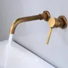 Rubinetto per lavabo moderno in ottone montato a parete Lavandino a parete con bocca girevole Miscelatore per vasca Gru Bronzo antico rifinito