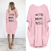 Newest Summer Women Letter Printed Dresses Fashion Crew Neck Panelled Ladies Dresses Casual Loose Long Sleeve Apparel