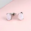 Oval Diamond Opal stud Earrings Engagement Wedding Ear rings women fashion Jewelry will and sandy gift