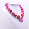 Beautiful Heart Chunky Necklace Bubblegum Bead Best Gift Baby Girl Chunky Necklace Jewelry For Toddler Children