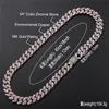 12mm 16/18/20/22 / 24 inch wit vergulde roze CZ Miami Cubaanse kettingen ketting armband voor mannen hiphop sieraden