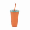 Letnie kubki Creative Water Cup Colding Tumbler Ochrona środowiska PP Materiał Temperatura Wrażliwy plastikowy Kolor Zmiana Słoma