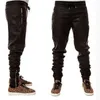 Homem Si Tun New West Hip Hop Grande e Alto Moda Zippers Calças Corredores Dança Vestuário Urbano Mens Faux Calças De Couro