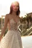 2020 Backless Tulle Wedding Dresses Spaghetti Straps Appliqued Beach Wedding Gowns with Beads Bridal Dress vestido de novia