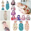 Newborn Baby Swaddle Wrap Blanket Hat Set Infant Flower Floral Swaddle Soft Cotton Sleep Sack Wrap Cloth With Bow Cap Hats 13 Styles