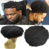 Postiches pour hommes Afro Curl cheveux humains pleine dentelle toupet couleur noir de jais # 1 cheveux vierges péruviens hommes remplacement de cheveux toupet pour hommes noirs