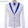 Gwenhwyfar White Royal Blue Rim Stage Clothing for Men Suit Set Mens Wedding Suits Costume Groom Tuxedo Formal JacketpantsVest8305656