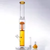 17,3 pollici Dritto Bong di vetro Narghilè Fungo giallo Dab Rig Birdcage Perc Tubi d'acqua Impianti petroliferi per fumare con ciotola