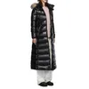 2024 Women Black Parkas Kurtka mo futra Slim Fit Warm Tacets moda Moka Women Long Gruby styl