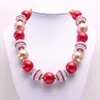 Großhandel Rot + Gold Farbe Kid Chunky Halskette Schmuck Neueste Weihnachtsgeschenk Bubblegum Perlen Chunky Halskette Für Kinder Mädchen