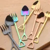 Shovel Shape Cake Spoon Stainless Steel Mini Fruit Fork For Tea Coffee Sugar Ice Cream Cafe Bar Tableware RRA1861