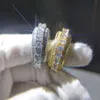 Anello con diamanti pieni Gioielli Hip Hop Anelli ghiacciati con zirconi Argento placcato per amante Set di diamanti all'ingrosso di gioielli di moda