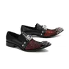 Rivet Britse stijl echte metaal puntige teen mannen party jurk slip on business oxford lederen schoenen mannelijk 7873