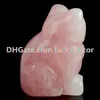 10 Pcs Atacado 1.5 "/ 2" Pequeno Natural Rosa Rosa de Quartzo Gemstone Cristal Mão Esculpida Adorável Estátua do Gato Estatueta Animal Artesanato Decoração de Casa