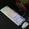 Hintergrundbeleuchtung, USB-Kabel-Tastatur- und Maus-Set, optische Gaming-Tastatur mit Telefonhalter, beleuchtete Tasten, Metallständer, Atemlichter, Gamer